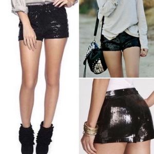 Express Sequin Black Stretch Shorts